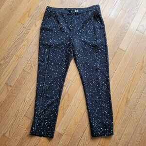 Faith and Joy Black Polka Dot Dress Pants Piping Front Stretch M